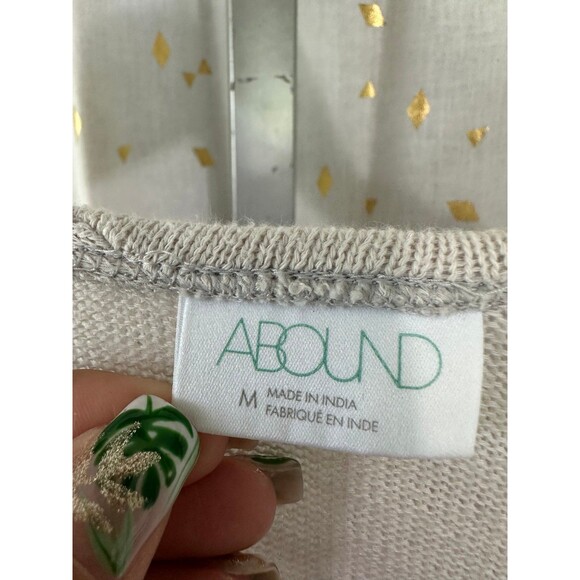 Abound Loose Knit Front Pockets Raw Hem Longline Open Cardigan Duster M - Picture 6 of 7